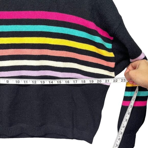 Dreamers by Debut Women's Rainbow Striped Sweater with Puff Sleeves XS - Picture 7 of 9